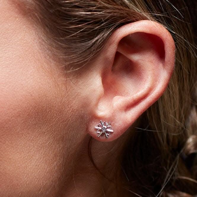 Revival Astoria Snow Zirconia Rhodium Plated Stud Earrings 30486CZ