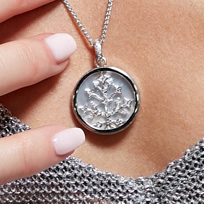 Revival Astoria Tree Of Life Pearl Zirconia Rhodium Plated 24" Necklace 90488MPC