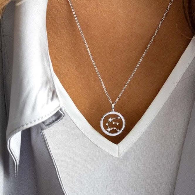 Revival Céleste Constellation Zirconia Rhodium Plated Aquarius 18" Necklace 90471AQU