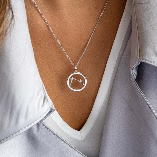 Revival Céleste Constellation Zirconia Rhodium Plated Aries 18" Necklace 90471ARI