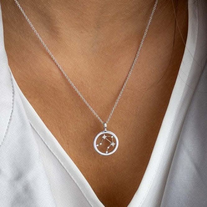 Revival Céleste Constellation Zirconia Rhodium Plated Libra 18" Necklace 90471LIB