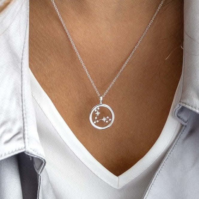 Revival Céleste Constellation Zirconia Rhodium Plated Pisces 18" Necklace 90471PIS