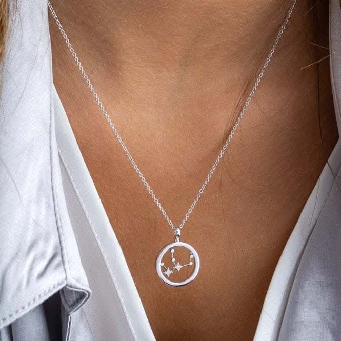 Revival Céleste Constellation Zirconia Rhodium Plated Virgo 18" Necklace 90471VIR