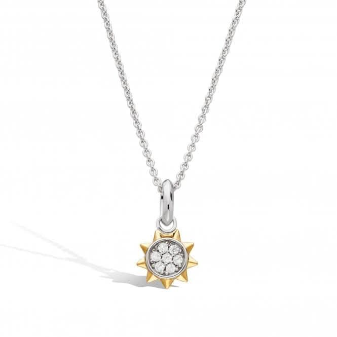 Revival Celeste Pavé Zirconia Sun 17" 18ct Gold Plated Necklace 90491GCZ