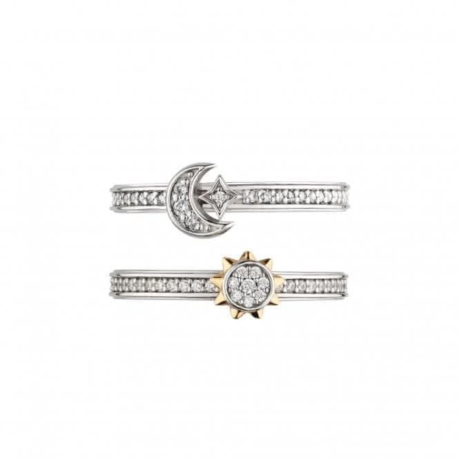 Revival Céleste Zirconia Rhodium/Gold Plated Duo Stacking Rings 10494CZ