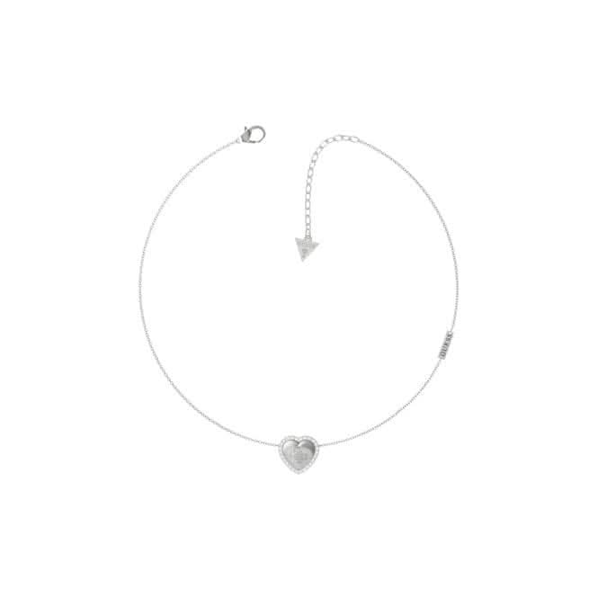 Rhodium 4G Logo Heart Crystals Necklace UBN01066RH
