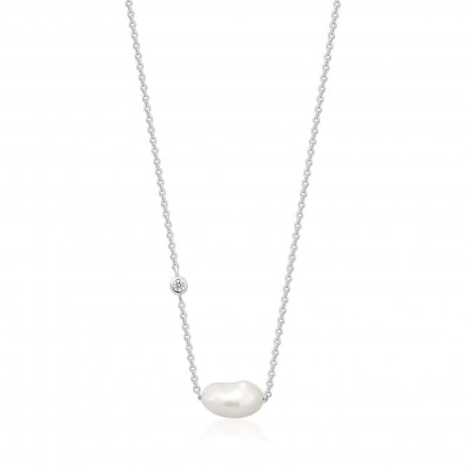 Rhodium Pearl Necklace N019-02H
