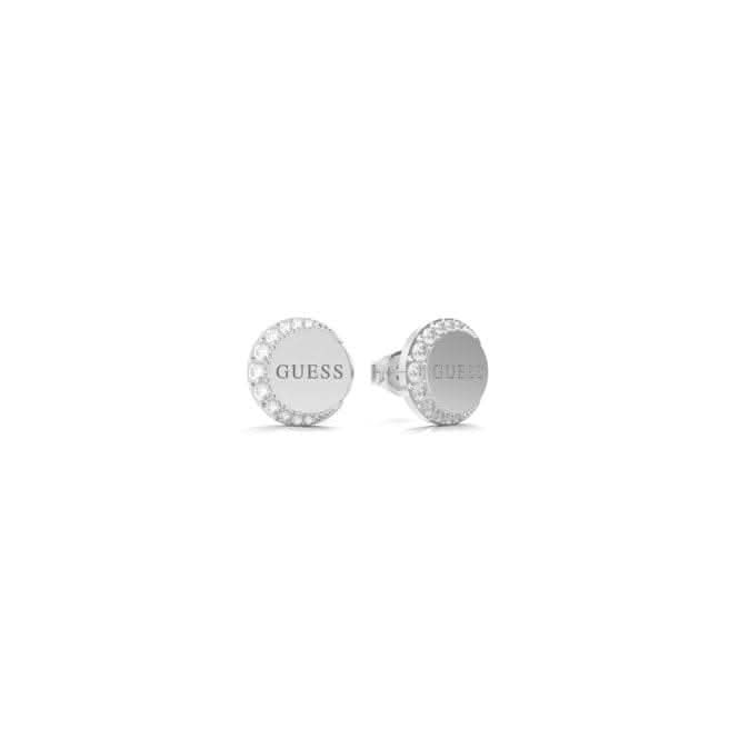 Rhodium Plated Coin Crystal Earrings UBE01195RH
