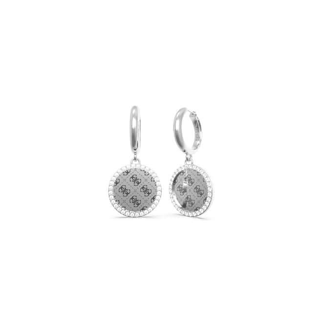 Rhodium Plated Crystal 4G Logo Earrings UBE01158RH