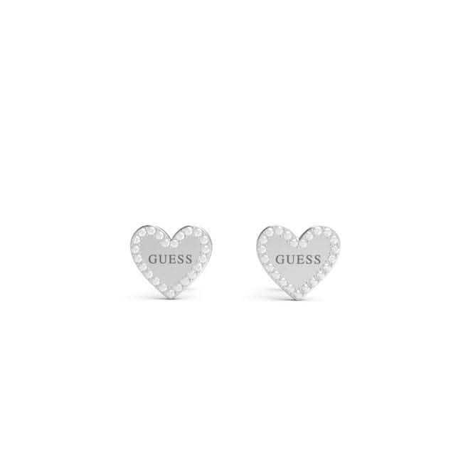 Rhodium Plated Heart Earrings UBE01082RH
