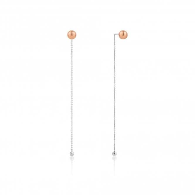 Rhodium Plated With Rose Gold Orbit Drop Earrings E001-04T