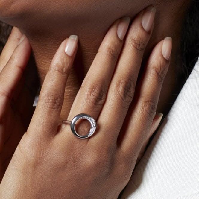 Bevel Cirque Zirconia Rhodium Plated Ring 1152CZ