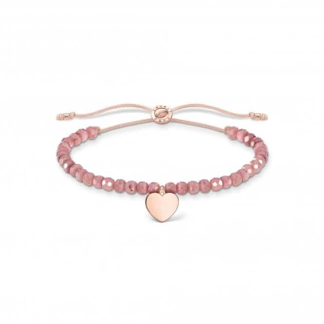 Rose Gold Heart Jasper Beaded Tie Bracelet A1985-893-9-L20v