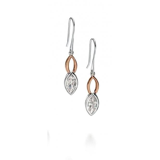 Fiorelli Silver Rose Gold Plated Drop Earrings E5083C