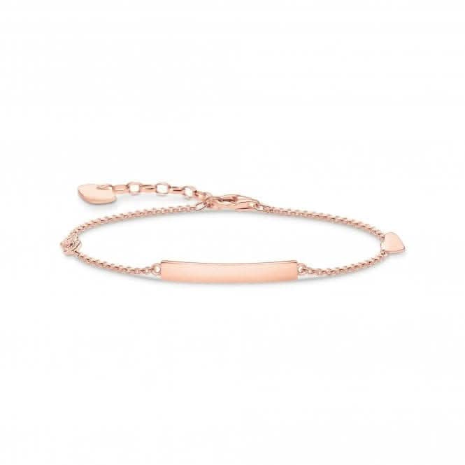 Rose Gold Plated Engravable Bar Heart Bracelet A1976-416-40-L19V