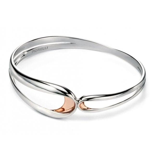 Fiorelli Silver Rose Gold Plated Folded Bangle B4716