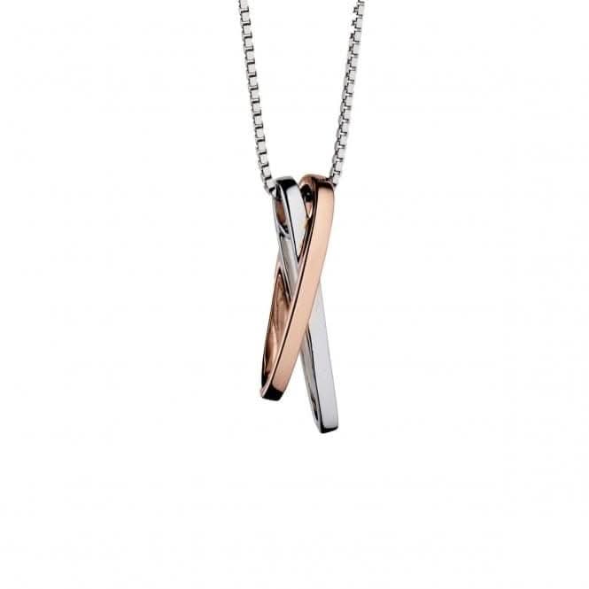 Fiorelli Silver Double Hoop  Rose Gold Plated Pendant P4391