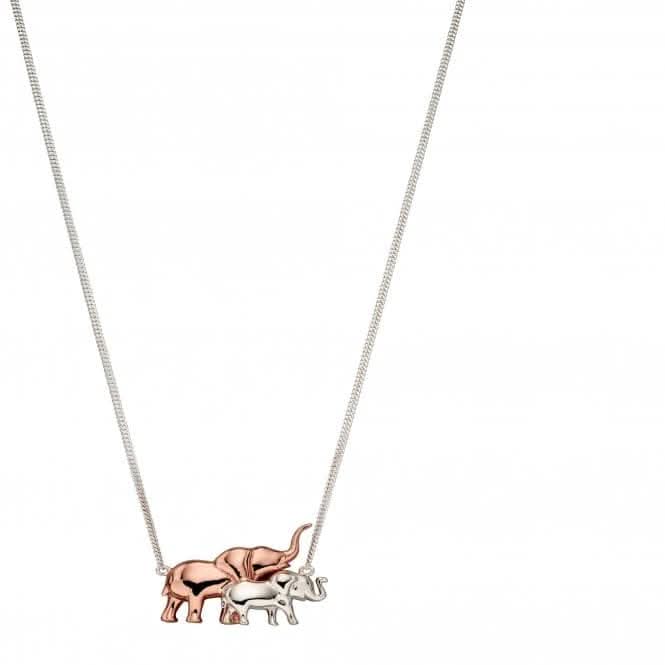 Rose Gold Plated Mum Elephant  & Silver Baby Necklace N4365