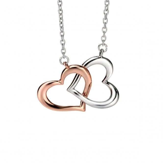 Fiorelli Silver Rose Gold Plated & Silver Heart Necklace N3722