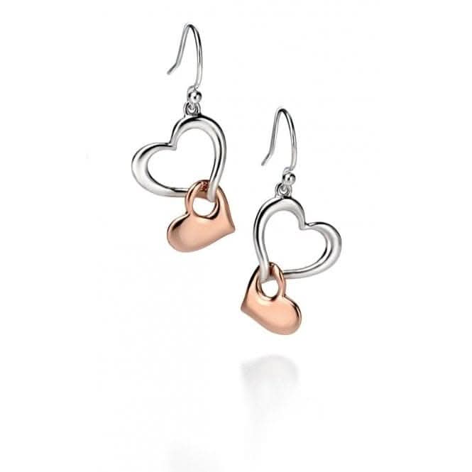 Fiorelli Silver Rose Gold Plated & Silver Multi Hearts Earrings E4861
