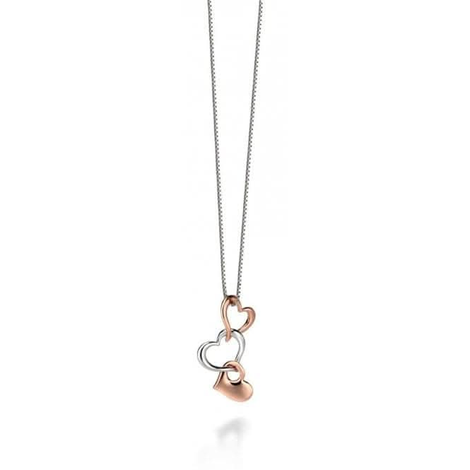 Fiorelli Silver Rose Gold & Silver Multi Heart Pendant P4121
