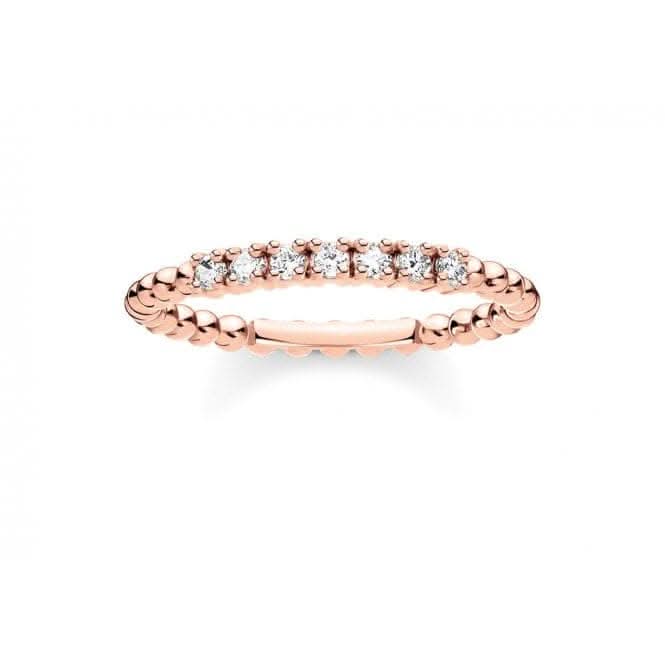 Rose Gold Zirconia Dot Stacking Ring TR2323-416-14