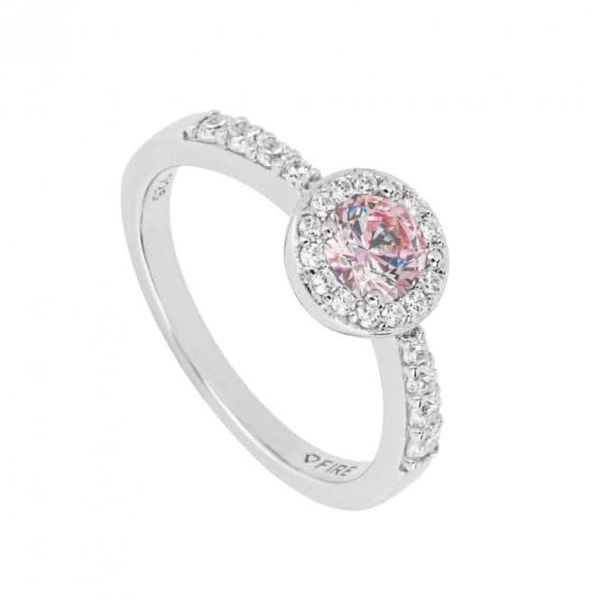 Round Light Pink Zirconia Pave Surround Ring