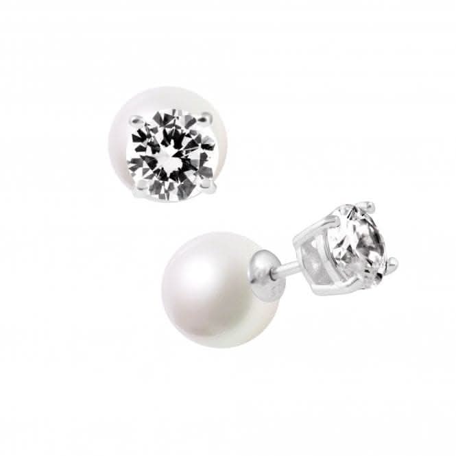 Round White Pearl And Cubic Zirconia Earrings 62/1749/1/111