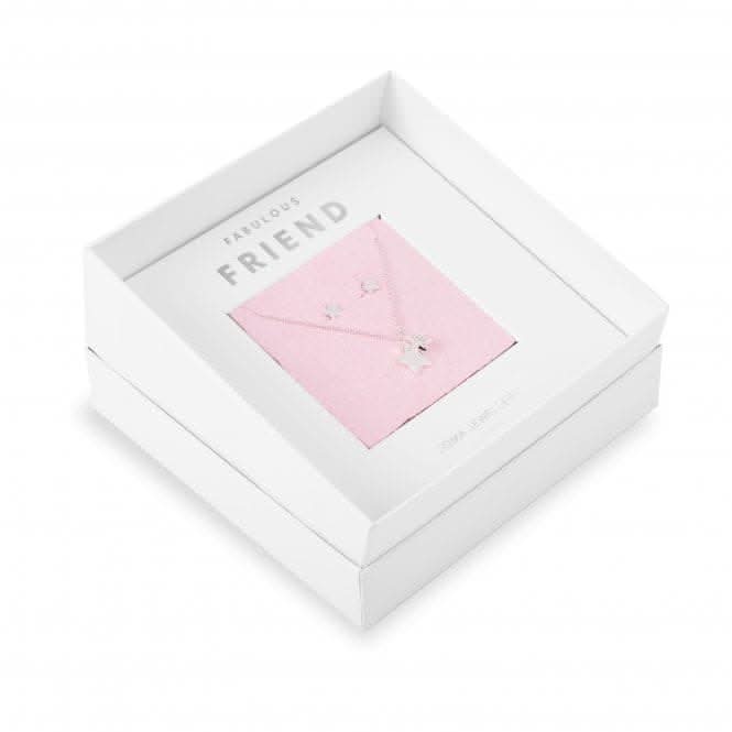 Joma Jewellery Sentiment Set Fabulous Friend Silver Necklace and