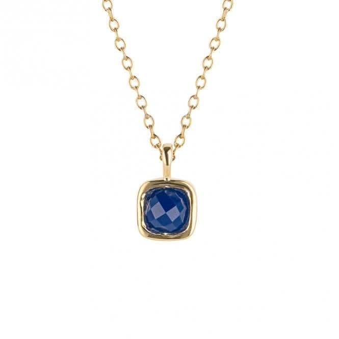 September Birthstone Blue Chalcedony Gold Plated Silver Necklace N4514