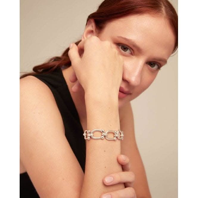 Serotonin Sterling Silver Plated Medium Oval Links Bracelet PUL2421MTL000UNOde50PUL2421MTL000