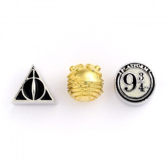 Set of 3 spacer Beads Deathly Hallows, Golden Snitch, Platform 9 3/4