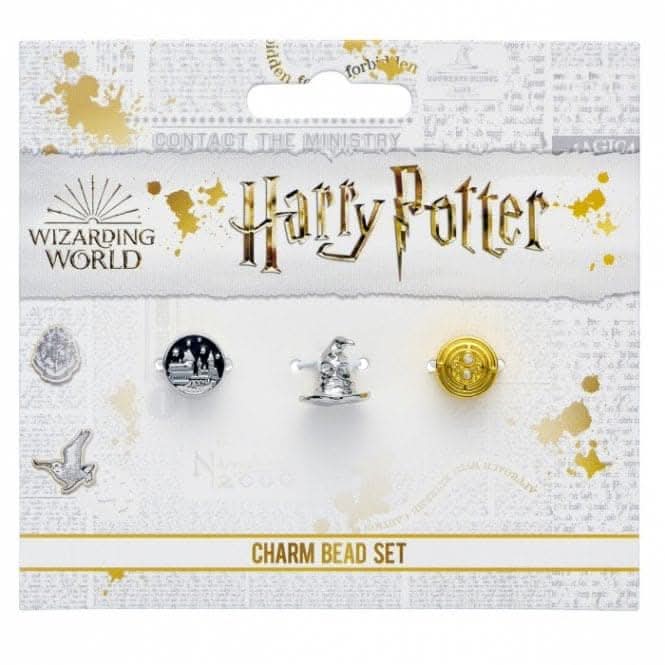 Harry Potter Set of 3 Spacer Beads: Hogwarts Castle, Sorting Hat, & Time Turner Charms