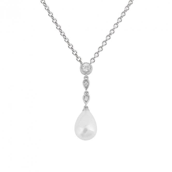 Shell Pearl Chain Drop Zirconia Pendant P5114