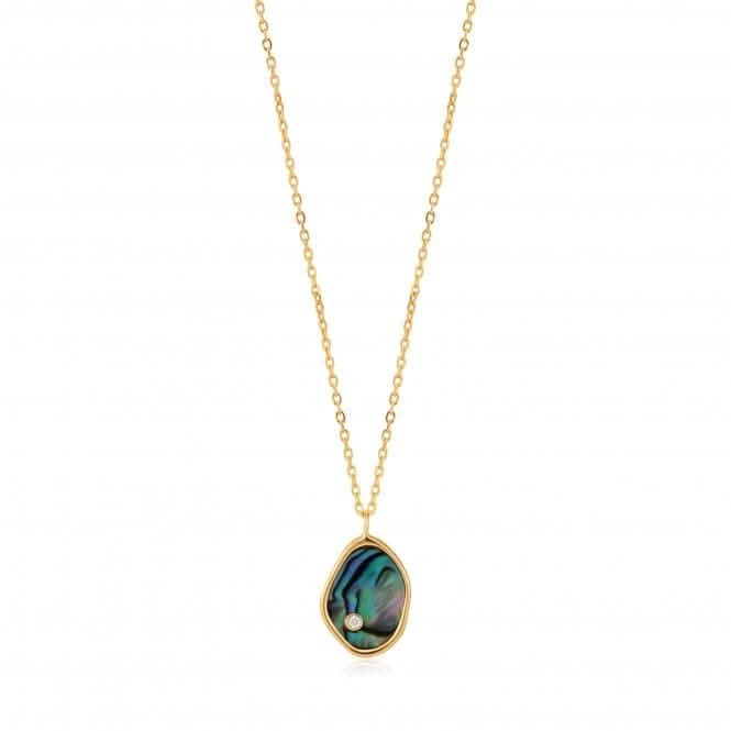 Shiny Gold Tidal Abalone Necklace N027-01G