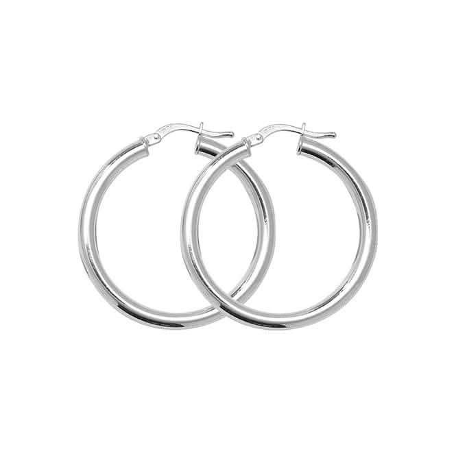 Silver 25mm Plain Hoop Earrings G5092Acotis Silver JewelleryTH - G5092