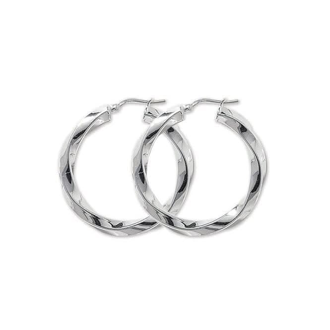 Acotis Silver Hoop Earrings Twisted G5112