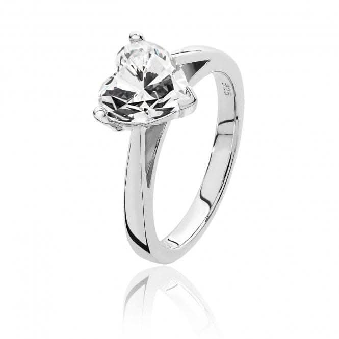 Silver & Co 3 Claw Set Heart Shape Cubic Zirconia Ring SRG0089CZ