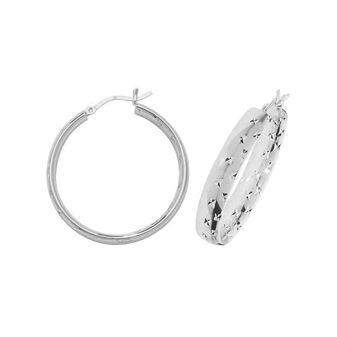Acotis Silver Hoop Earrings Dia Cut G51076