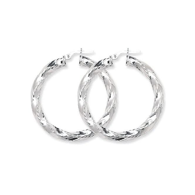 Silver 30mm Dia Cut Twisted Hoop Earrings G5185Acotis Silver JewelleryTH - G5185