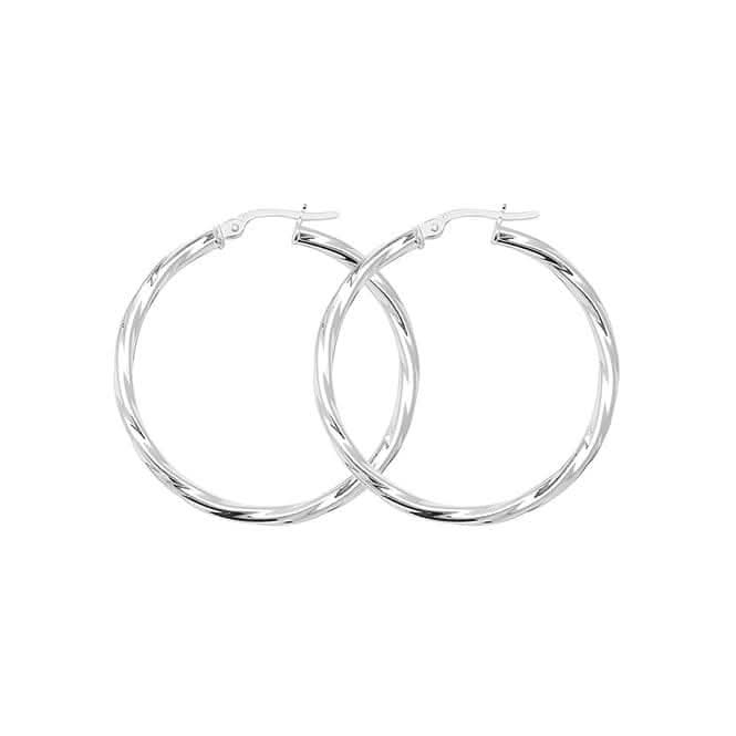 Acotis Silver Twisted Hoop Earrings G5978