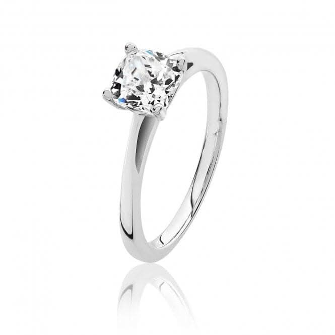 Silver & Co 4 Claw Set Cushion Cubic Zirconia Ring SRG0079CZ