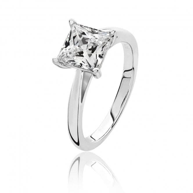 Silver & Co 4-Claw Cubic Zirconia Square Ring SRG0083CZ