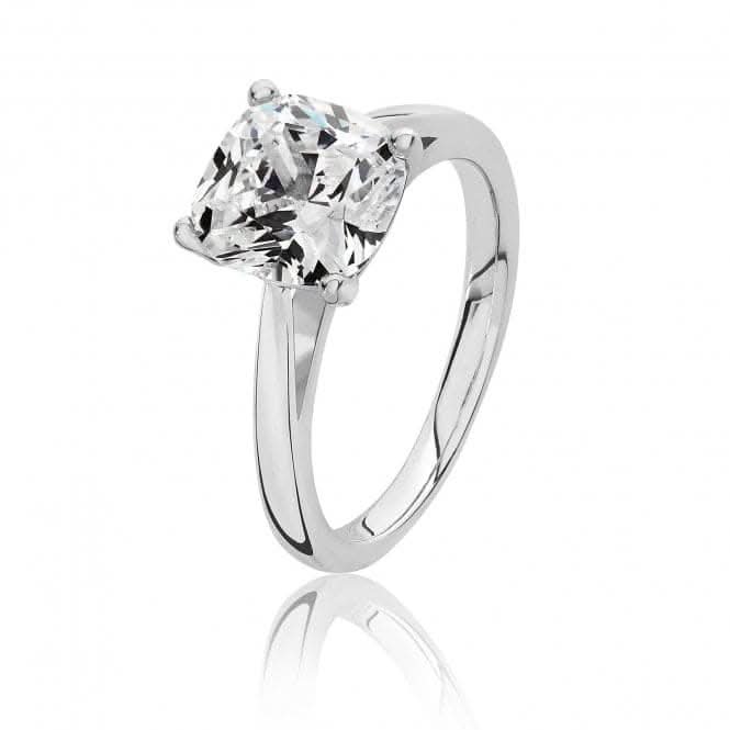 Silver & Co Cushion Cubic Zirconia Ring with 4 Claw Setting SRG0081CZ
