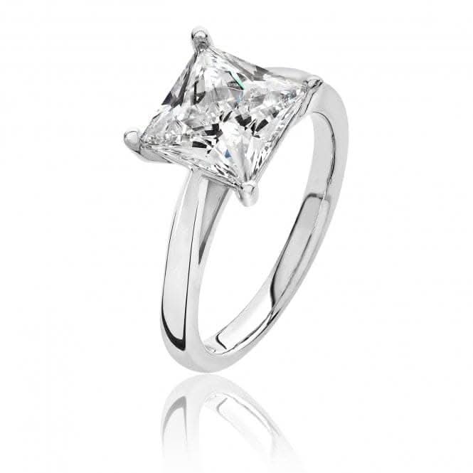 Silver & Co 4 Claw Set Cubic Zirconia Square Ring SRG0084CZ