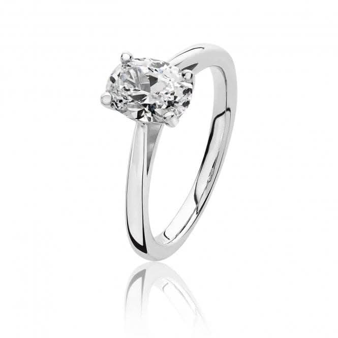Silver & Co Oval Cubic Zirconia Ring with Four Claw Setting SRG0090CZ