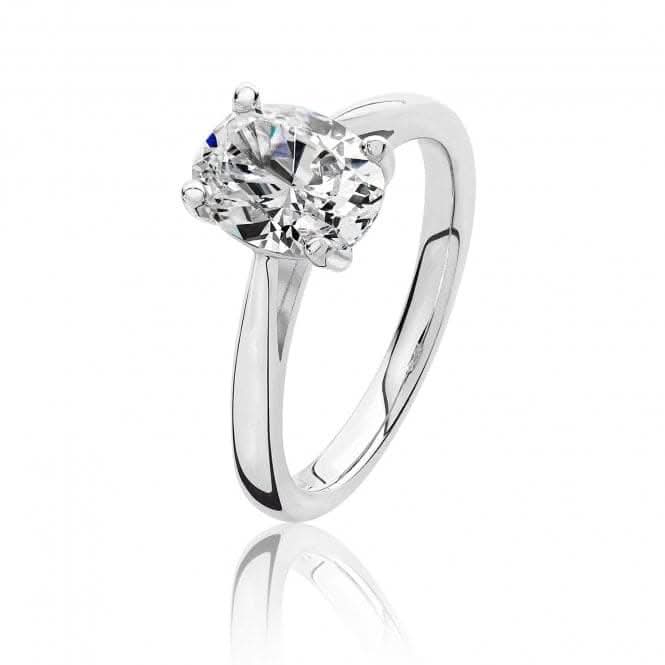 Silver & Co Oval Cubic Zirconia Ring with 4 Claw Set SRG0091CZ