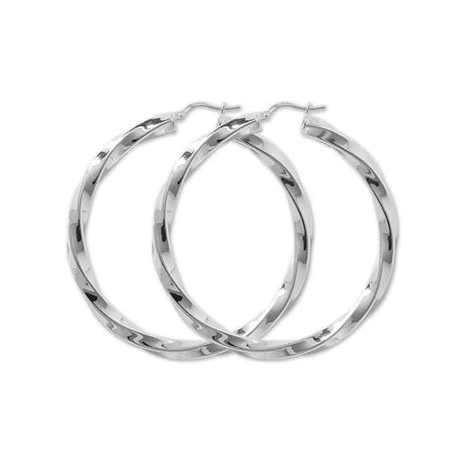Acotis Silver Hoop Earrings Twisted G5114