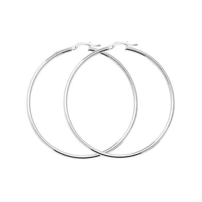 Acotis Silver Hoop Earrings Plain G5282