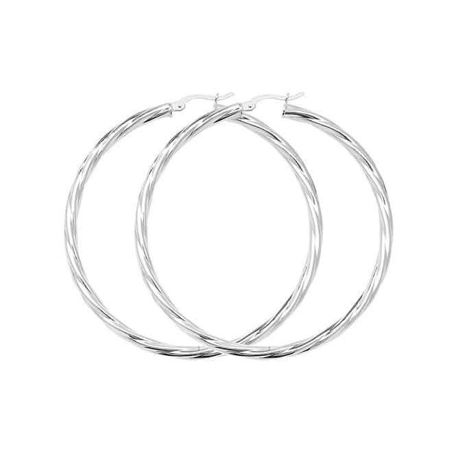 Silver 50mm Twisted Hoop Earrings G5105Acotis Silver JewelleryTH - G5105